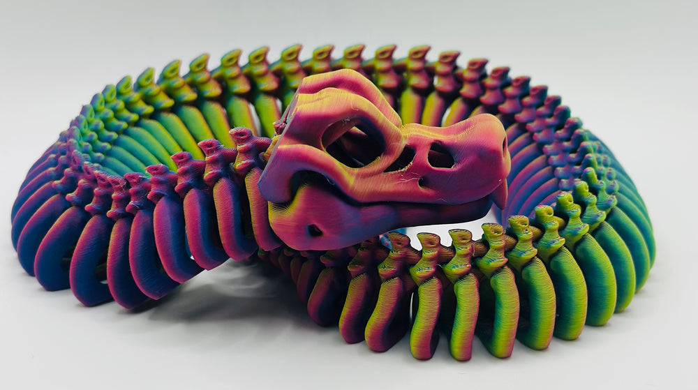 3D Printed Multicolor Skeleton Snakes – Creepy, Colorful, and Captivating