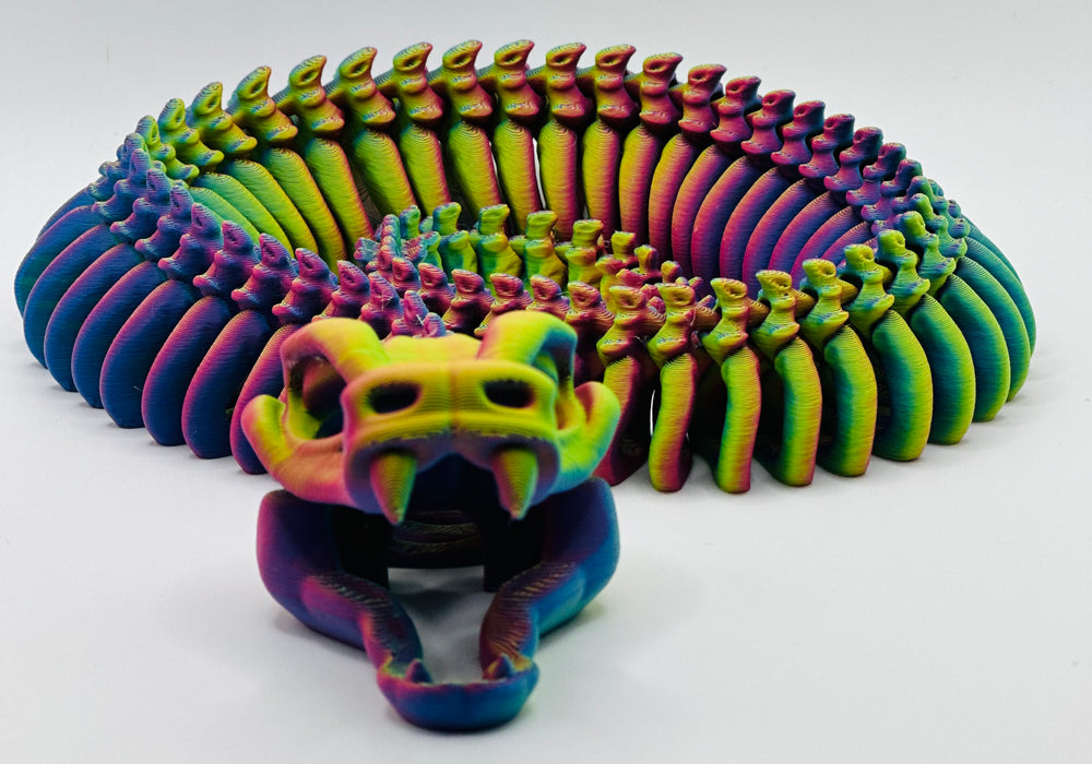 3D Printed Multicolor Skeleton Snakes – Creepy, Colorful, and Captivating
